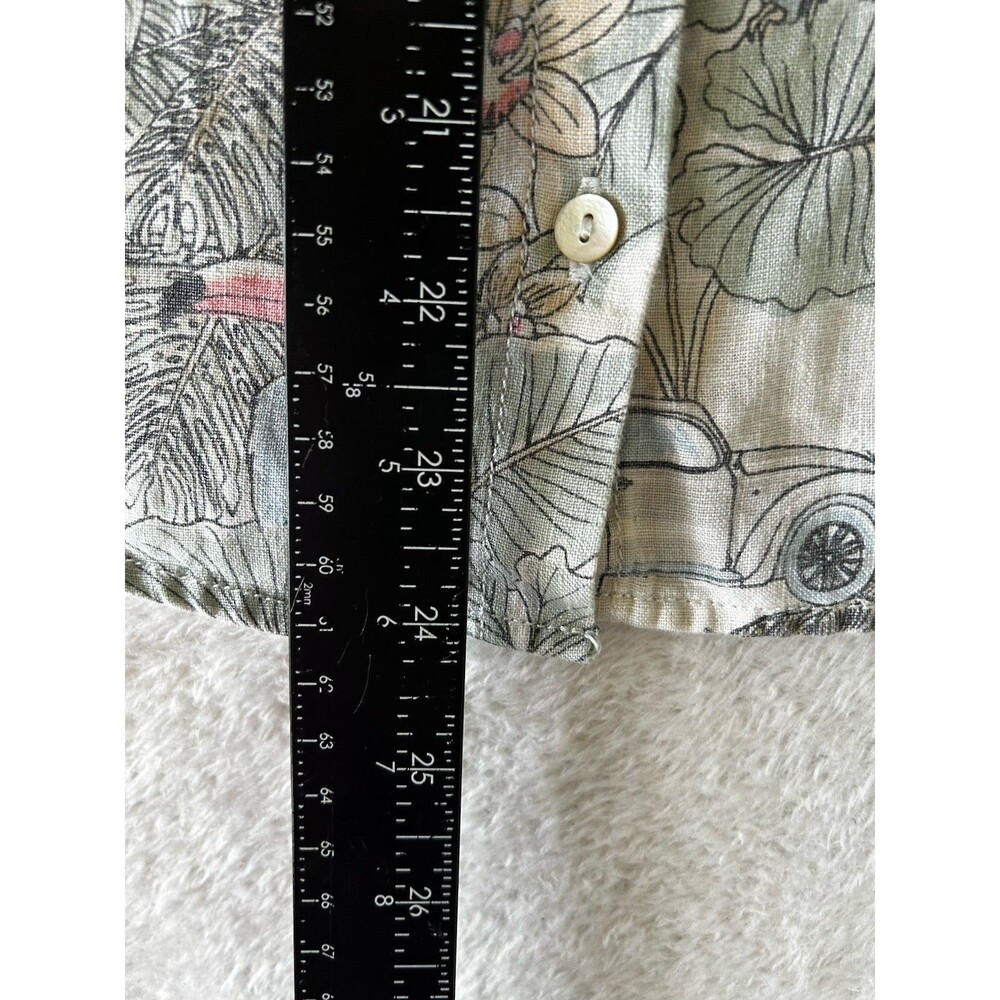 C&C California 100% Linen Top Hawaiian Tropical Cropped Boxy Beachy Size L - Picture 9 of 9